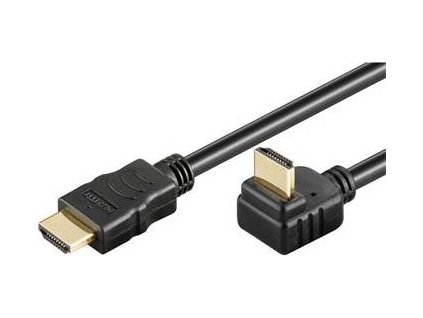 PremiumCord HDMI High Speed+Ethernet kabel, zlacený zahnutý konektor 270° 1m