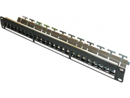 XtendLan 19" modulární stíněný patch panel 24port, černý - pro Cat6A keystone