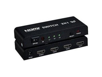PremiumCord HDMI switch 3:1 kovový, dálkové ovl.