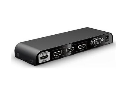 PREMIUMCORD HDMI switch 4Kx2K@60Hz 3:1 kovový s dálkovým ovladačem a napájecím adaptérem
