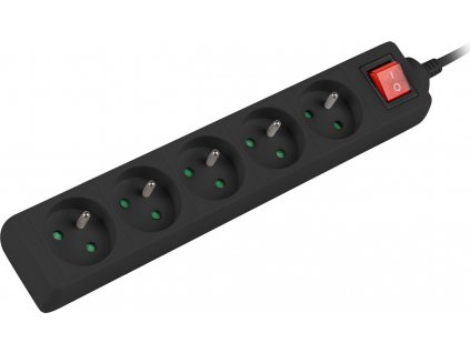 Lanberg PS1 predlž. kábel, 5 zásuvky 1.5m vypínač černá