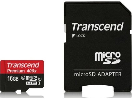 TRANSCEND MicroSDHC karta 16GB Premium, Class 10 UHS-I 300x + adaptér