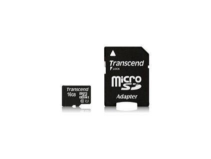 TRANSCEND MicroSDHC karta 16GB Premium, Class 10 UHS-I 300x + adaptér