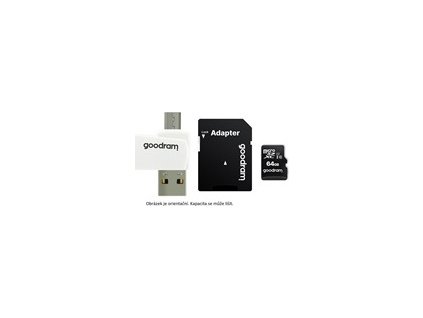 GOODRAM microSDHC karta 16GB M1A4 All-in-one (R:100/W:10 MB/s), UHS-I Class 10, U1 + Adapter + OTG card reader/čtečka