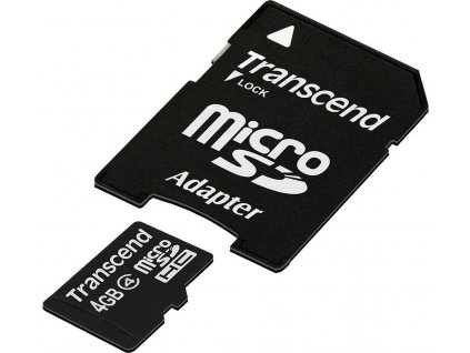 TRANSCEND MicroSDHC karta 4GB Class 4 + adaptér