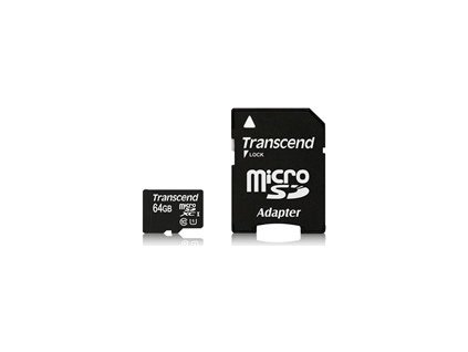 TRANSCEND MicroSDXC karta 64GB Premium, Class 10 UHS-I 400x (R:85/W:35 MB/s) + adaptér