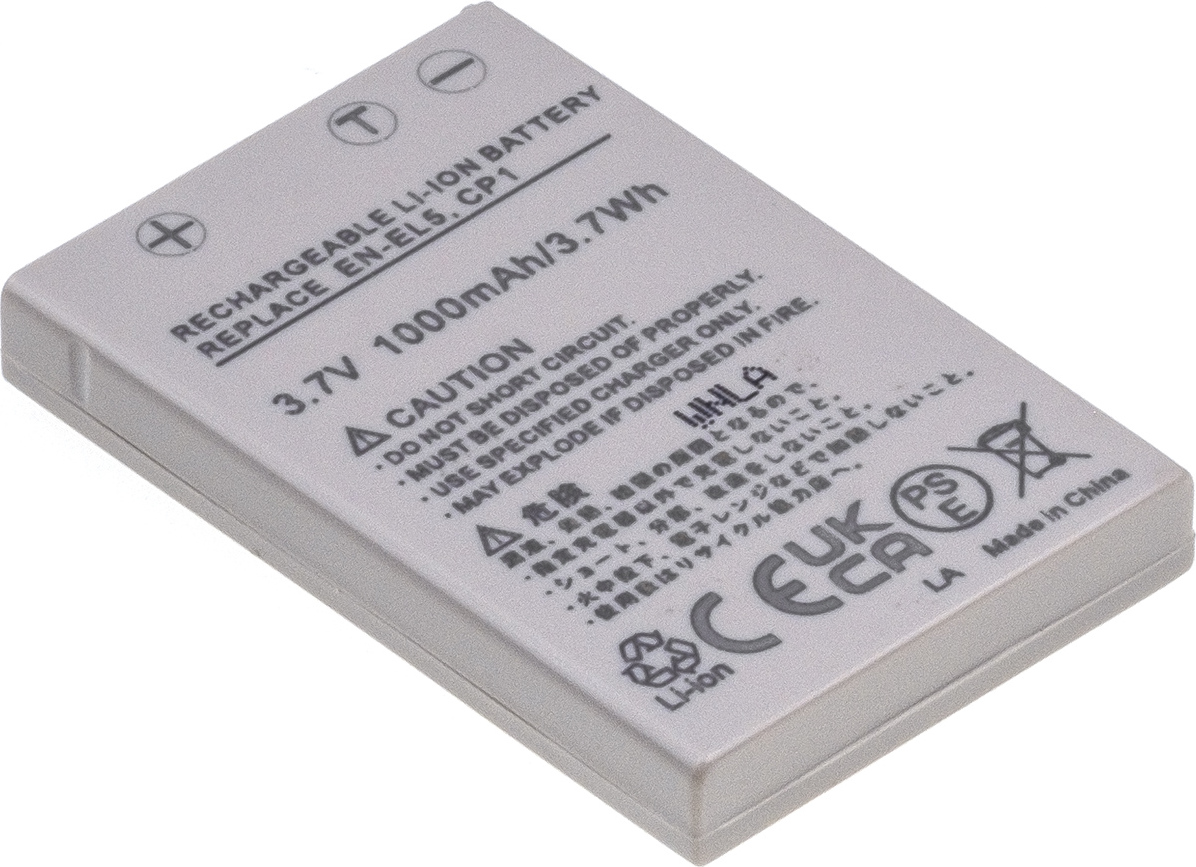 Baterie T6 Power Nikon EN-EL5, CP1, 1000mAh, 3,7Wh, šedá