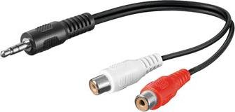 PREMIUMCORD Kabel audio 3,5mm Jack - 2x Cinch 20cm (M/F, stereo)