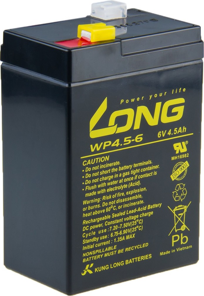 Long 6V 4,5Ah olověný akumulátor F1