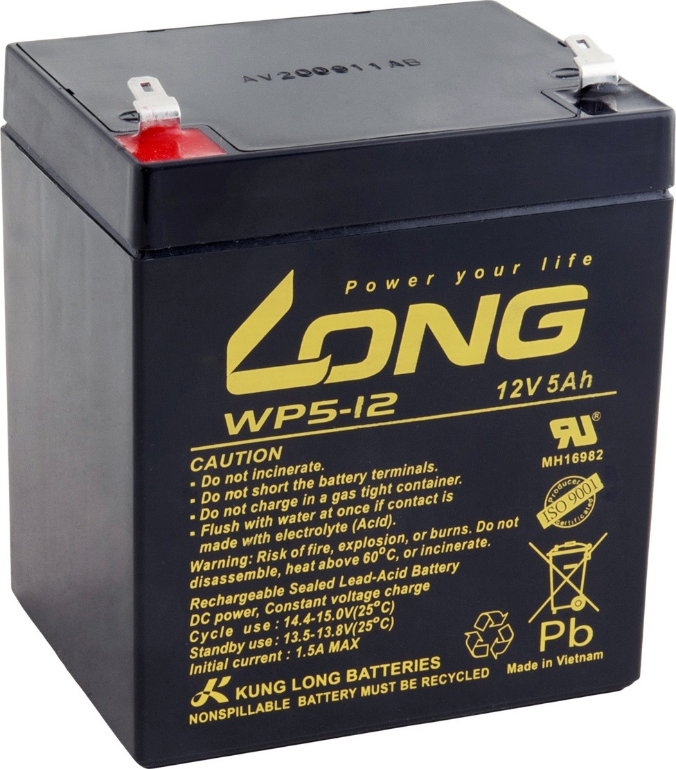 Long 12V 5Ah olověný akumulátor F1 (WP5-12 F1)