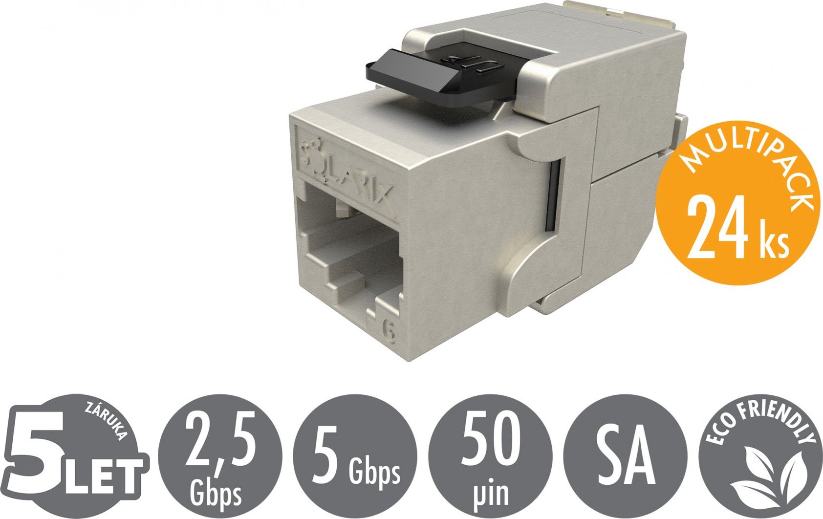 MULTIPACK 24 ks - samořezný keystone Solarix CAT6 STP SXKJ-6-STP-BK-SA