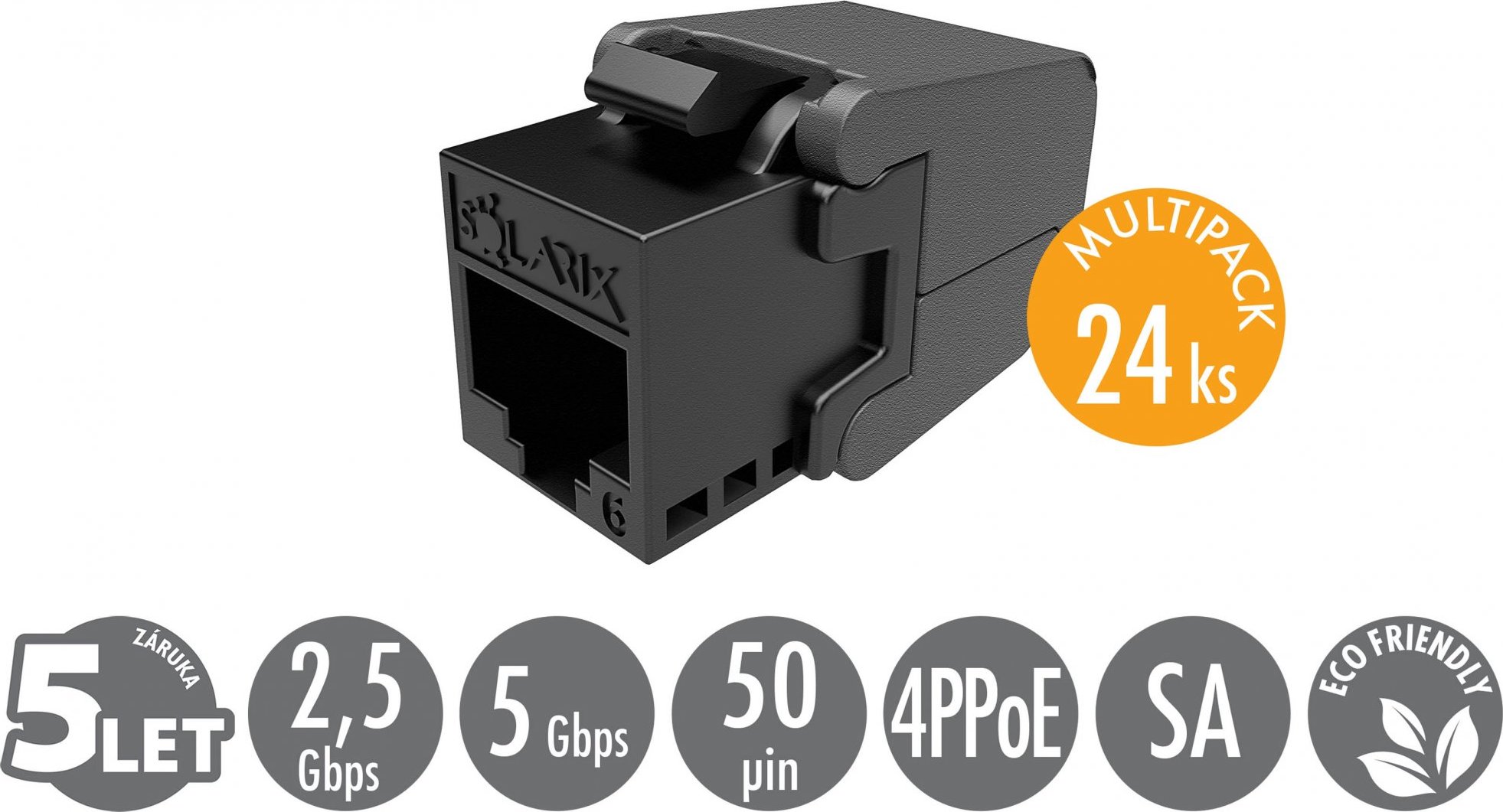 Solarix MULTIPACK 24 ks - keystone CAT6 UTP RJ45 samořezný