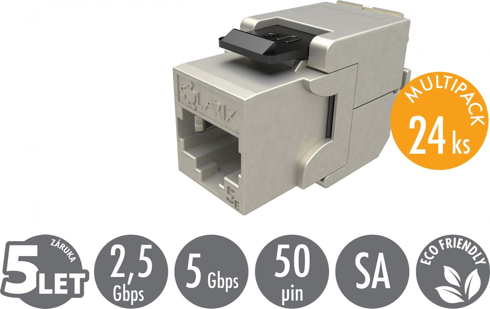 MULTIPACK 24 ks - samořezný keystone Solarix CAT5E STP SXKJ-5E-STP-BK-SA