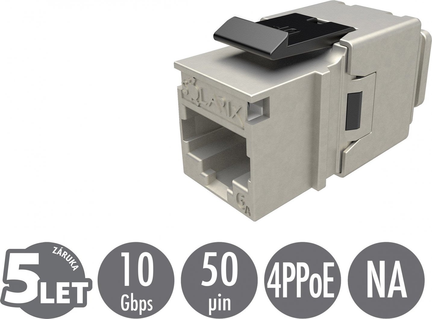 Rychlozařezávací keystone Solarix CAT6A STP SXKJ-10G-STP-BK-NA Component Level a 4PPoE certifikace