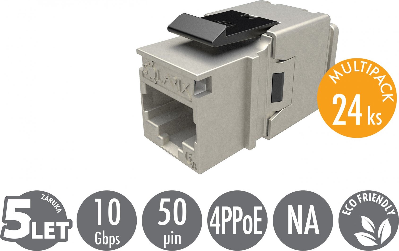 MULTIPACK 24 ks - rychlozařezávací keystone Solarix CAT6A STP SXKJ-10G-STP-BK-NA Comp. Level a 4PPoE