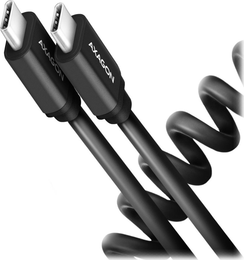 AXAGON BUCM-CM10TB, TWISTER kabel USB-C <-> USB-C, 0.6m, USB 2.0, PD 60W 3A, ALU, tpe, černý