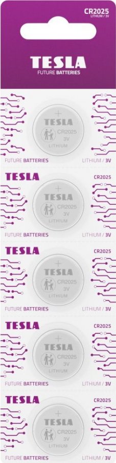 TESLA lithiová baterie CR2025, blister, 5 ks