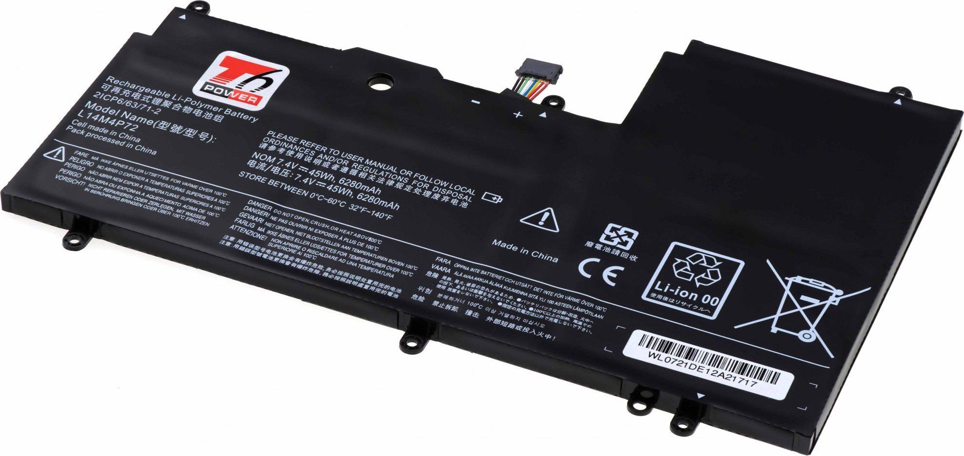 Baterie T6 Power Lenovo IdeaPad Yoga 3 14, 3 1470, Yoga 700-14ISK, 6280mAh, 45Wh, 4cell, Li-pol