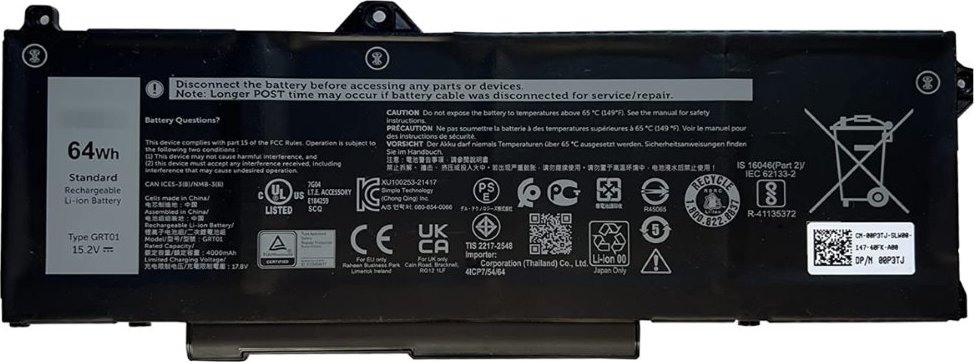 DELL baterie/ 4-článková/ 64 Wh/ pro Latitude 5421,5431,5521,5531,Precision 3470,3561,3571,3581