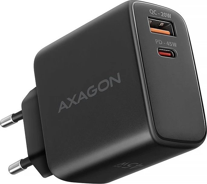 AXAGON ACU-PQ45 GaN nabíječka do sítě 45W, 2x port (USB-A + USB-C), PD3.0/PPS/QC4+/SFC 2.0/AFC/Apple