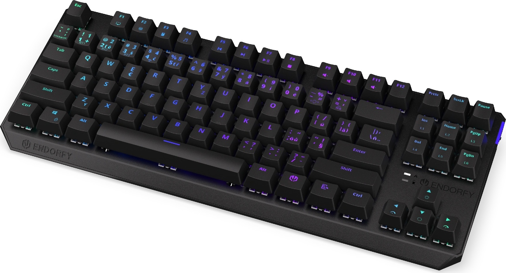 ENDORFY Klávesnice Thock TKL Wireless CZ Red, Mechanická, Bezdrátová, černá
