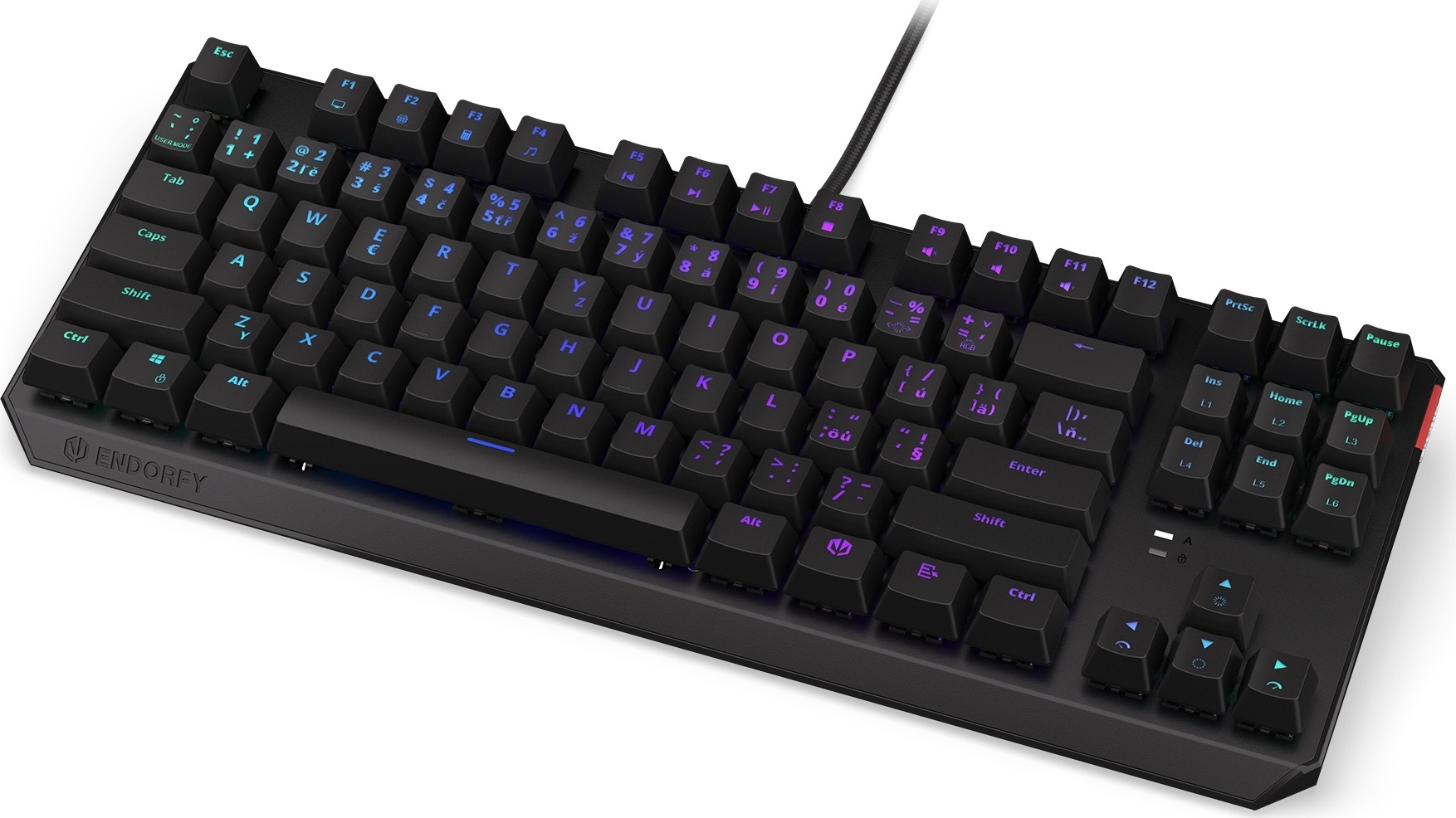 Endorfy herní klávesnice Thock TKL Brown / drátová / USB / brown switch / mechanická / CZ layout / černá RGB