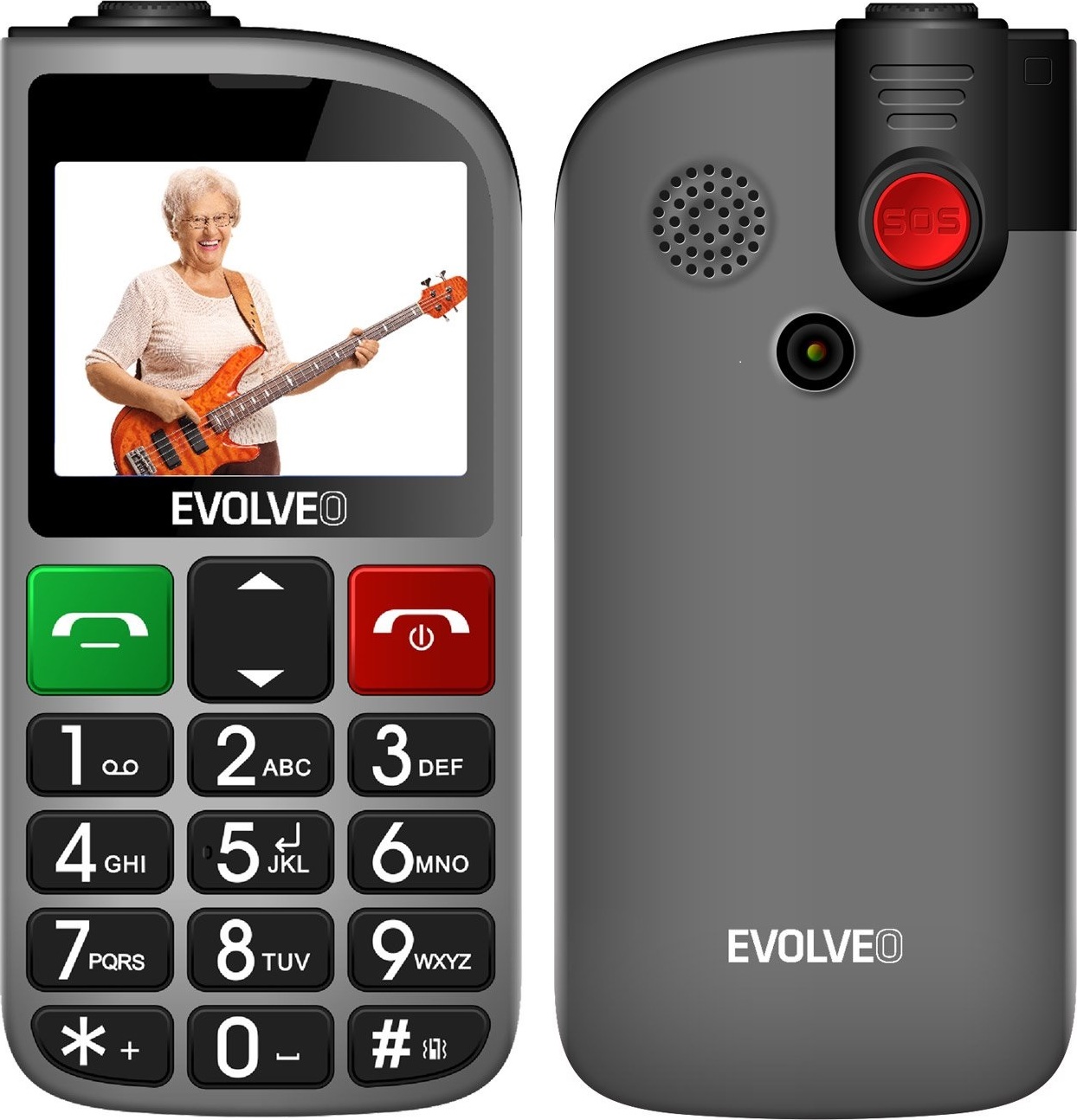 EVOLVEO Mobilní telefon pro seniory s nabíjecím stojánkem EasyPhone FL, černá