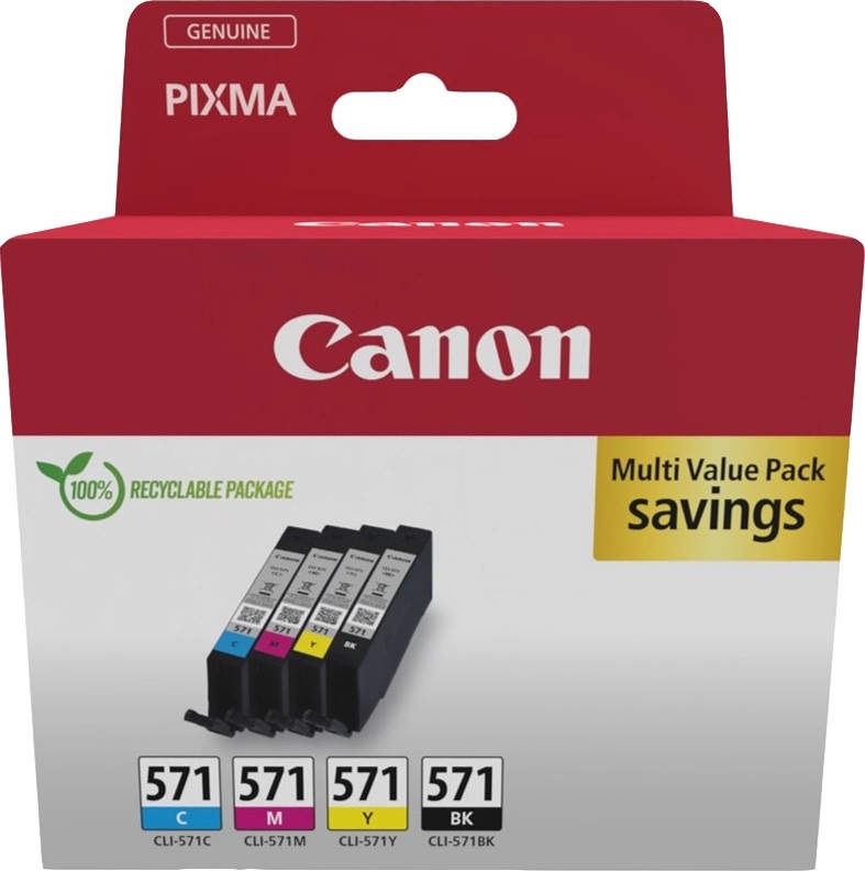 CANON CARTRIDGE CLI-571 C/M/Y/BK MULTI-PACK SEC pro MG575x, MG68x, MG775x, TS505x, TS605x, TS805x, TS905x