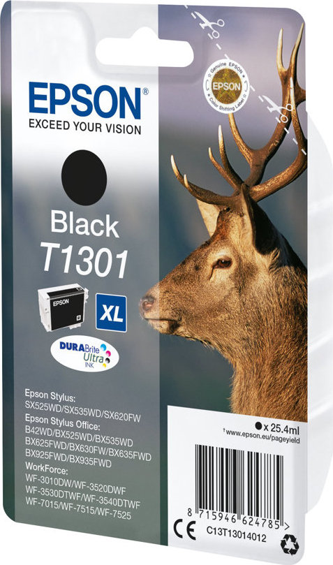 EPSON ink čer Singlepack "Jelen" Black T1301 DURABrite Ultra Ink (25,4 ml)