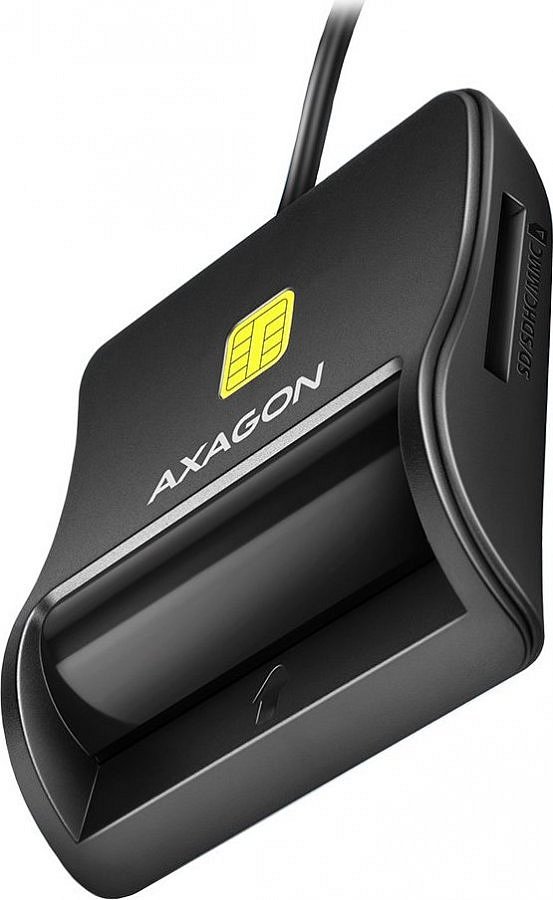 AXAGON CRE-SM3SD, USB-A FlatReader 4-slot čtečka Smart card (eObčanka) + SD/microSD/SIM, kabel 1.3 m