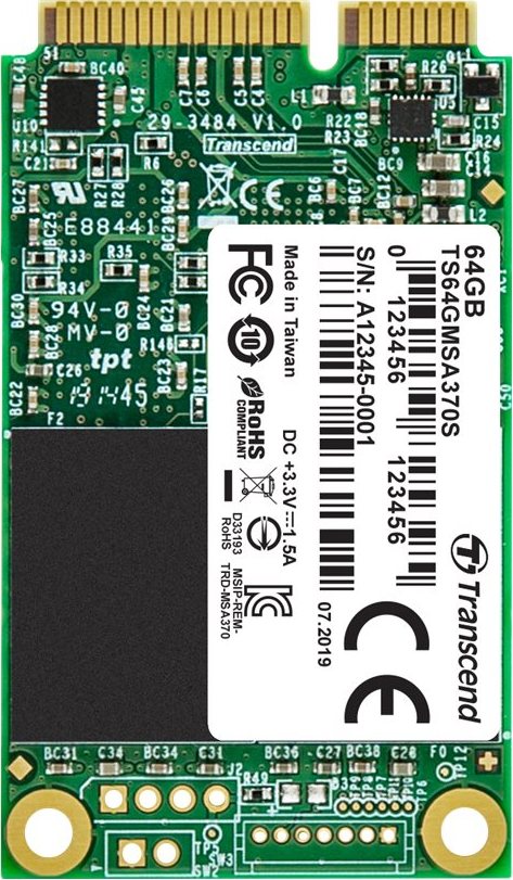 TRANSCEND SSD 64GB 370S, mSATA, SATA III, MLC