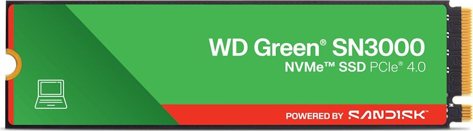 WD GREEN SSD 2TB SN3000 Powered by SanDisk, PCIe Gen4x4, M.2 2280, (R:5000/W:4200 MB/s)