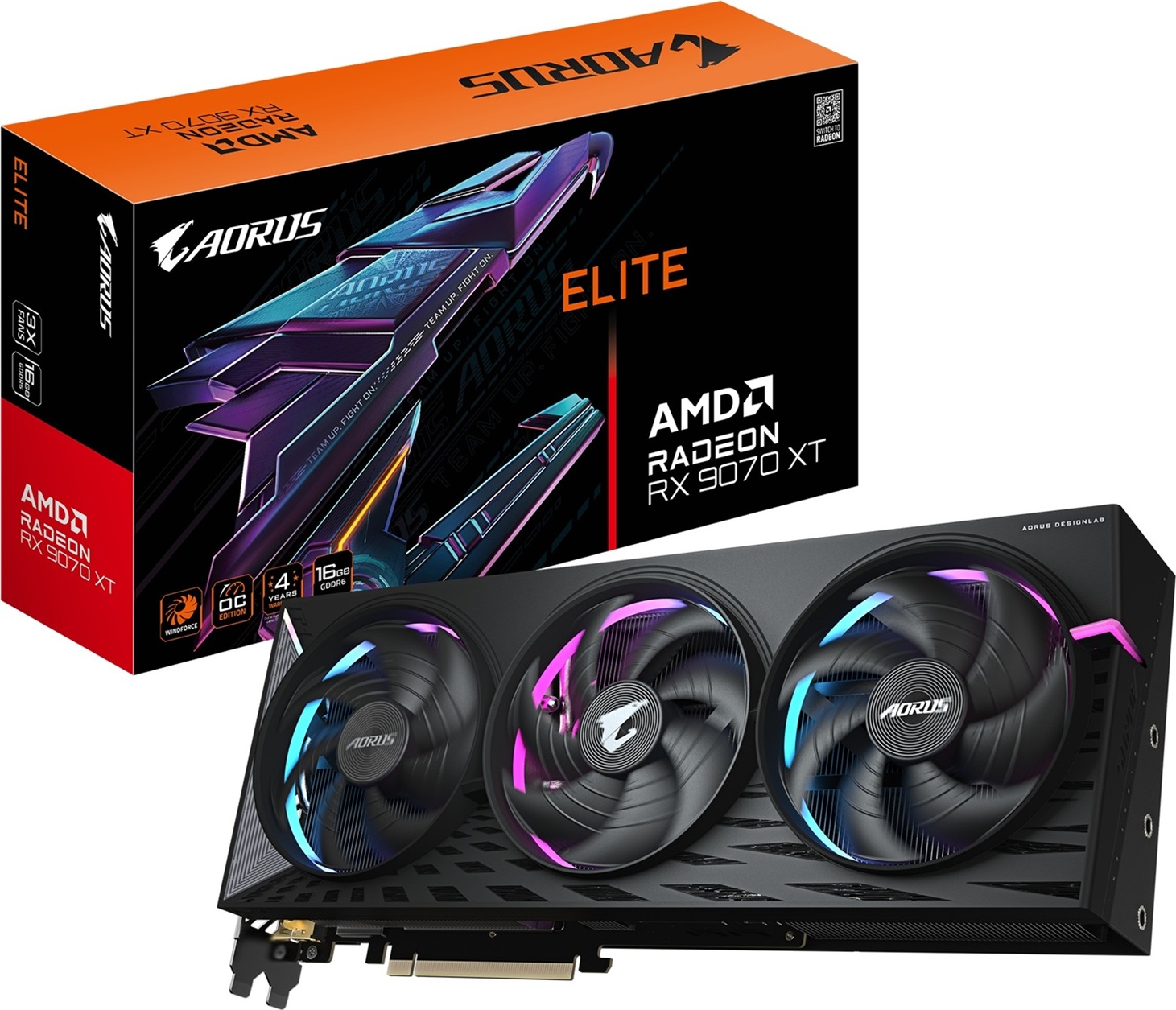 GIGABYTE AMD Radeon RX 9070 XT AORUS ELITE 16GB, 16GB GDDR6, 2xDP, 2xHDMI