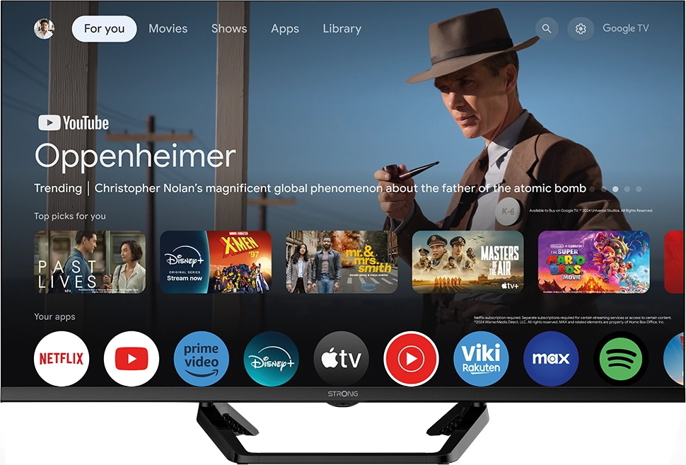 STRONG SMART LED TV 32"/ SRT32HG4723C/ HDR/ 1366x768/ DVB-T2/C/S2/ H.265/HEVC/ 2x HDMI/ USB/ Wi-Fi/ LAN/ F/ 12V GoogleTV