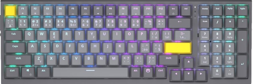 Endorfy herní klávesnice Celeris 1800, bezdrátová, yellow switch, mechanická, US layout, RGB