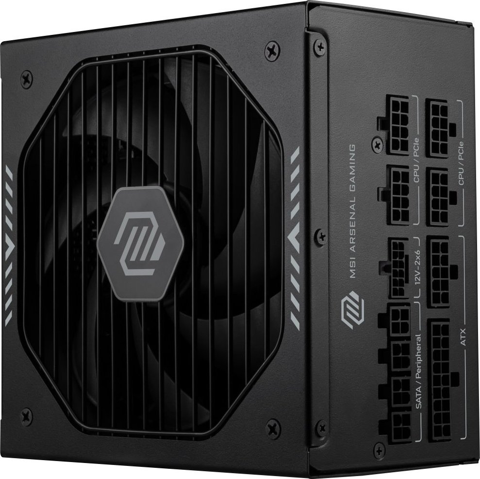MSI zdroj MAG A1000GLS PCIE5/ 1000W/ ATX3.1/ akt. PFC/ 7 let celk. záruka/ 135mm fan/ modulární kabeláž/ 80PLUS Gold
