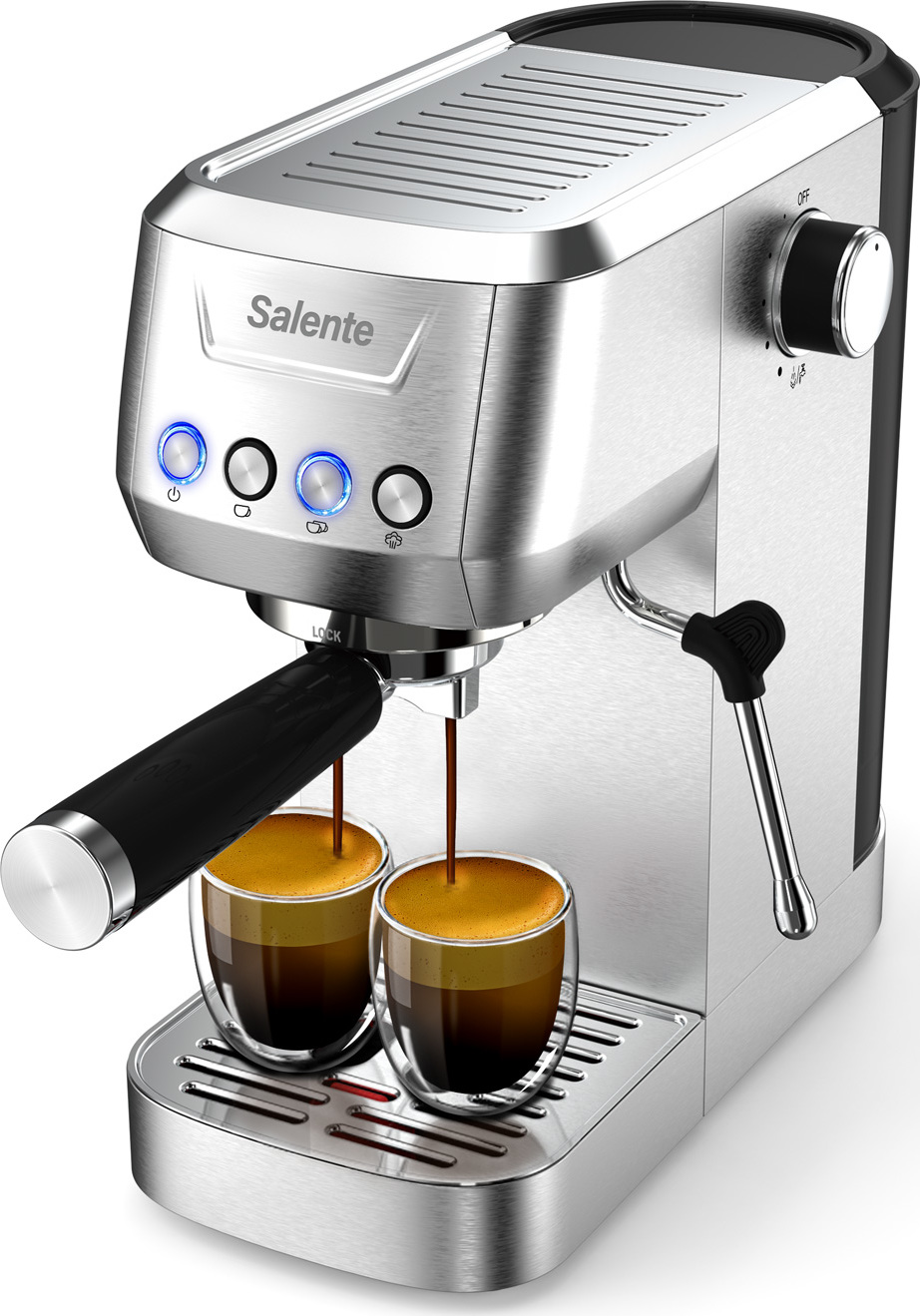 Salente Coffio, pákový kávovar, nerez