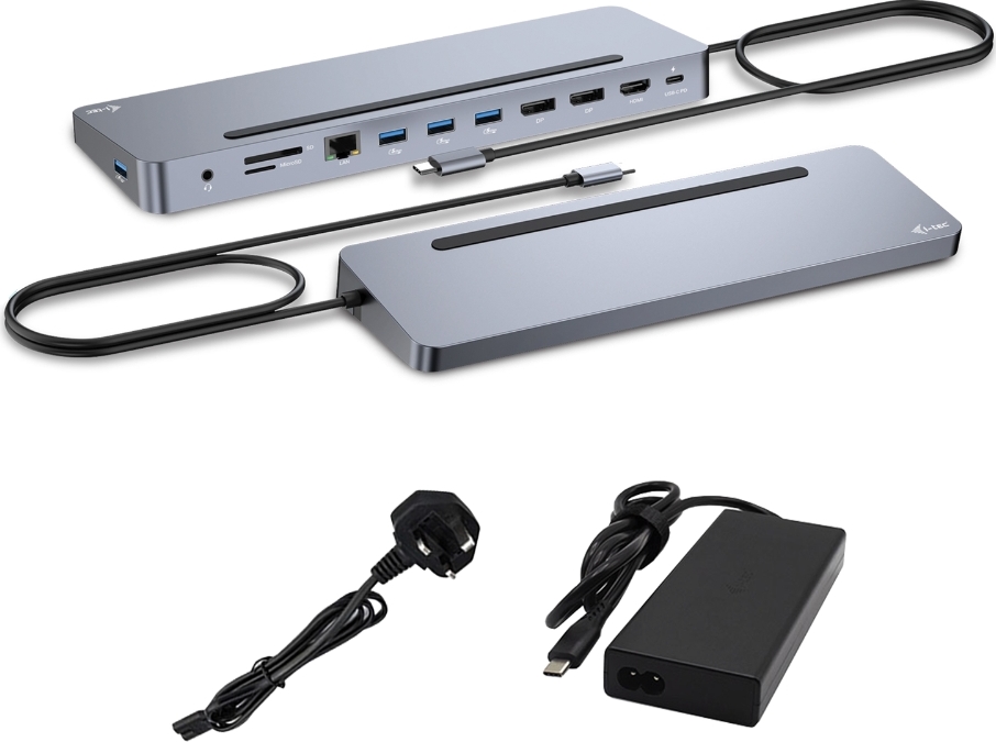 i-tec USB-C Metal Ergonomic 4K 3x Display Docking Station, PD 100W + i-tec Universal Charger 100W (bundle)