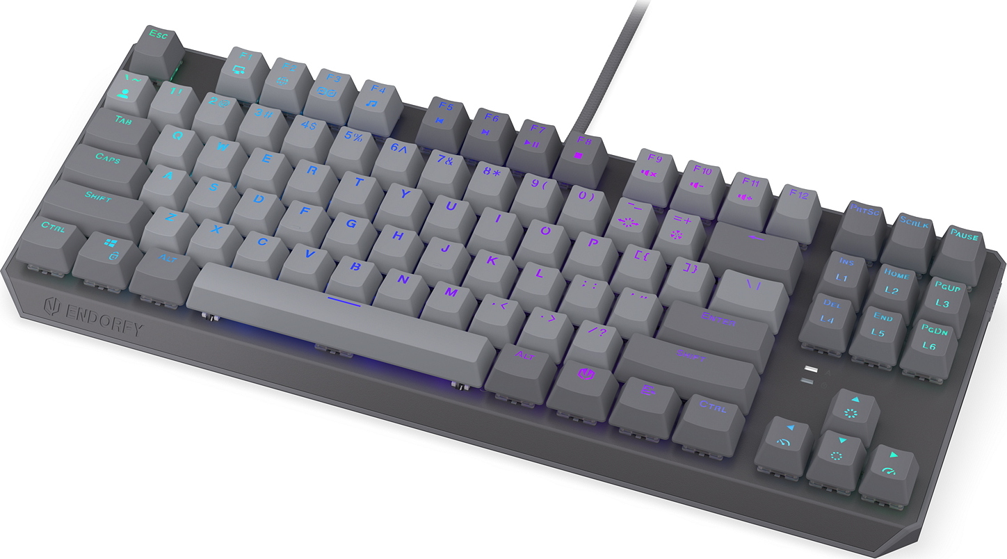 Endorfy mechanická klávesnice Thock V2 TKL / drátová / ARGB /  red sw. / USB / US layout