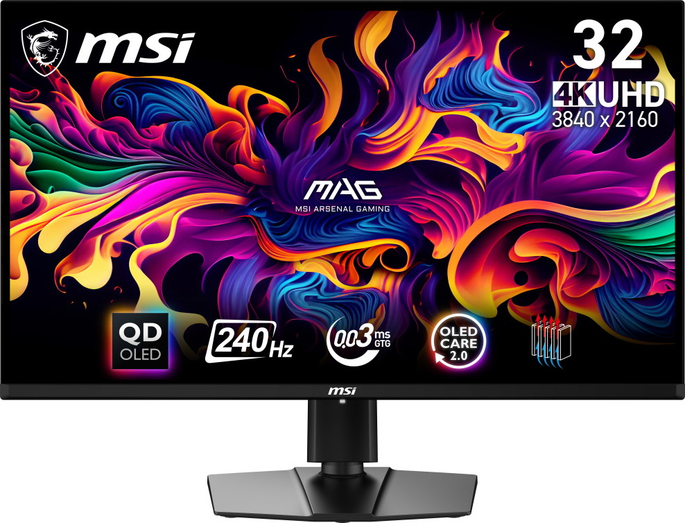 MSI Gaming MAG 321UPX QD-OLED/ 31,5"/ 3840 x 2160/ OLED/ 0,03ms/ 240Hz/ 250cd/m2/ 150000:1/ HDMI/ DP/ VESA/ černý