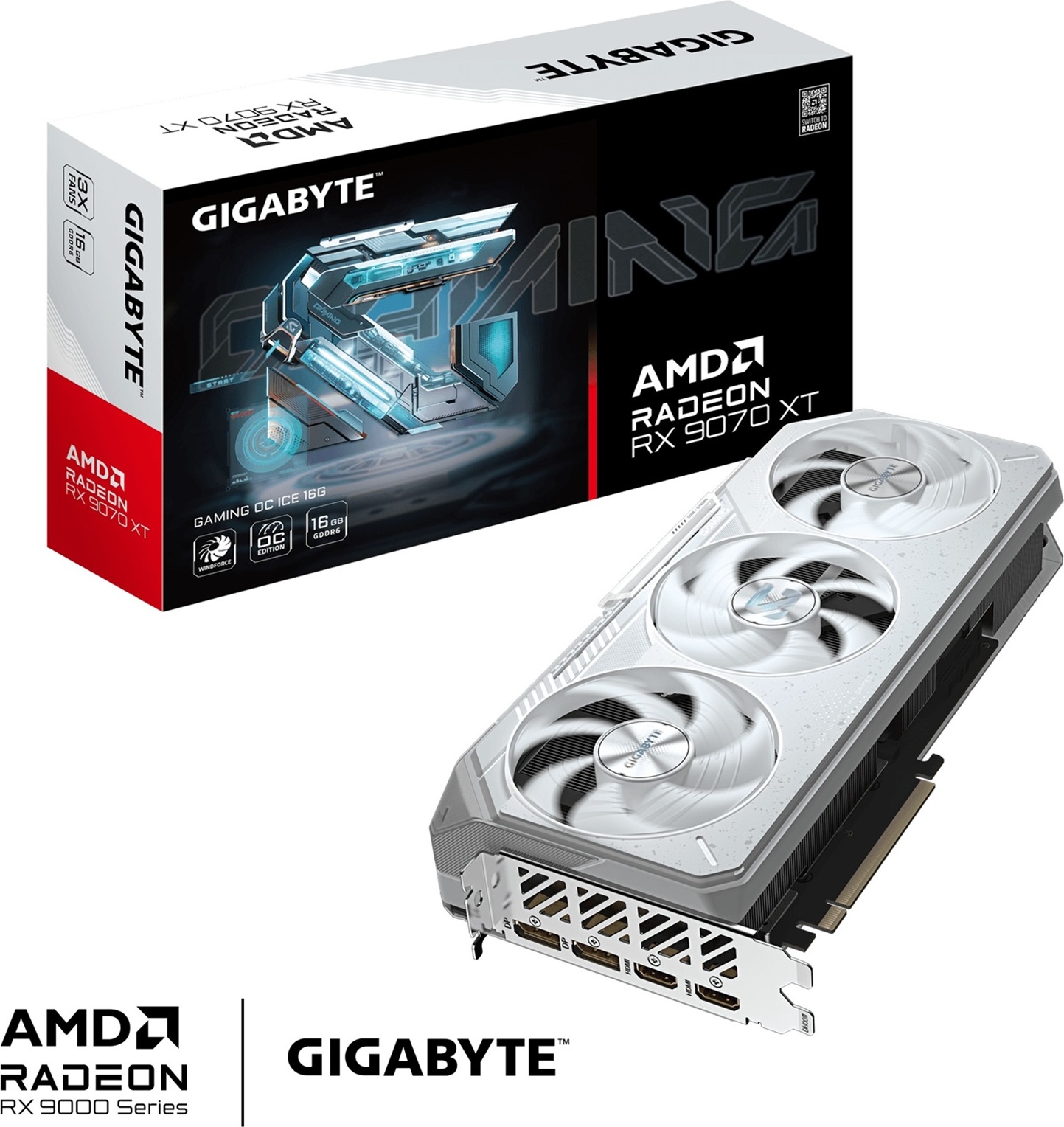 GIGABYTE VGA AMD Radeon RX 9070 XT GAMING OC ICE 16G, 16G GDDR6, 2xDP, 2xHDMI