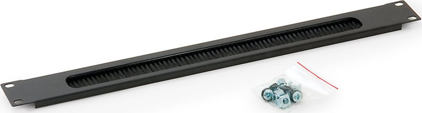 TRITON Průchozí panel 1U - kartáč RAL 9005 černá