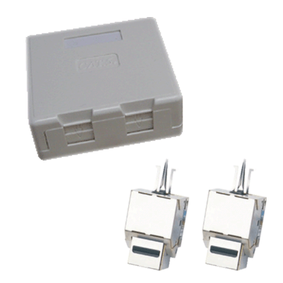 Dvojzásuvka CAT5E STP 2xRJ45 na omítku protiprach.