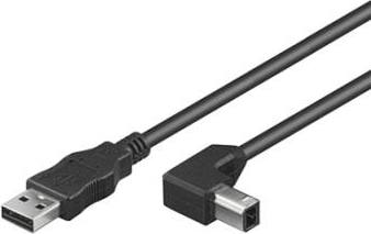 PREMIUMCORD Kabel USB 2.0 A-B propojovací 3m - zahnutý B konektor 90°