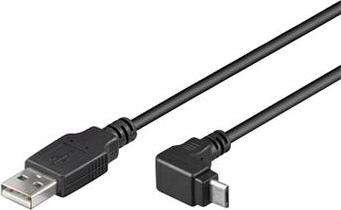 PremiumCord Kabel micro USB 2.0, A-B, konektor do úhlu 90° 1m (černý)