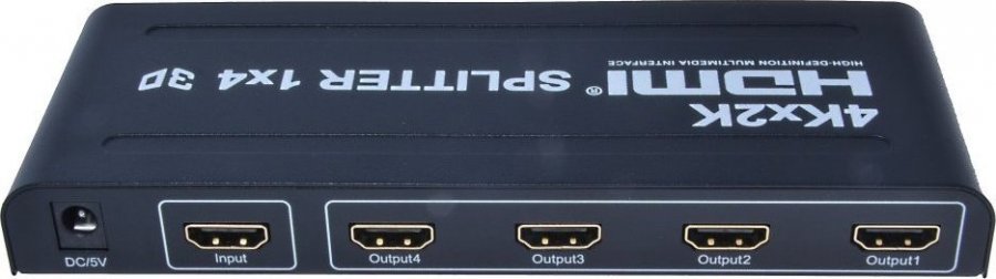 PremiumCord HDMI splitter 1-4 porty, kovové pouzdro, 4K, FULL HD, 3D