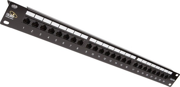 Solarix SX24-5E-UTP-BK Patch panel 24x RJ45 CAT5E UTP 150 MHz čierny 1U