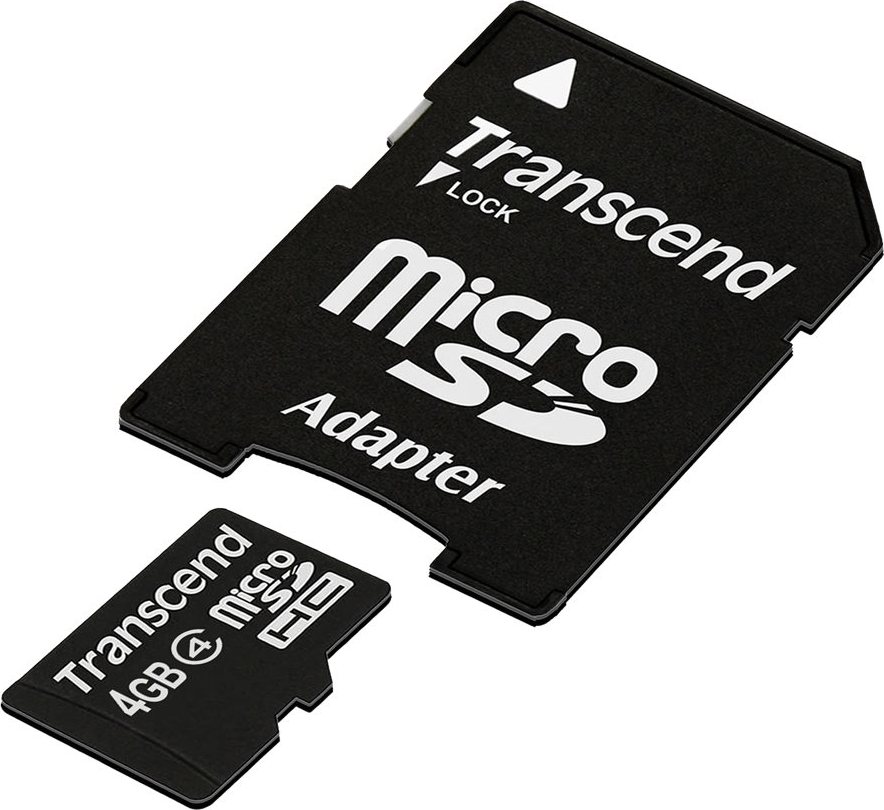 TRANSCEND MicroSDHC karta 4GB Class 4 + adaptér