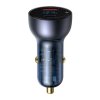 Baseus Particular Digital Display duální adaptér do automobilu USB-A QC + USB-C 65W, šedá