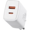 Baseus kompaktní rychlonabíjecí adaptér USB-A + Type-C 20W EU, bílá
